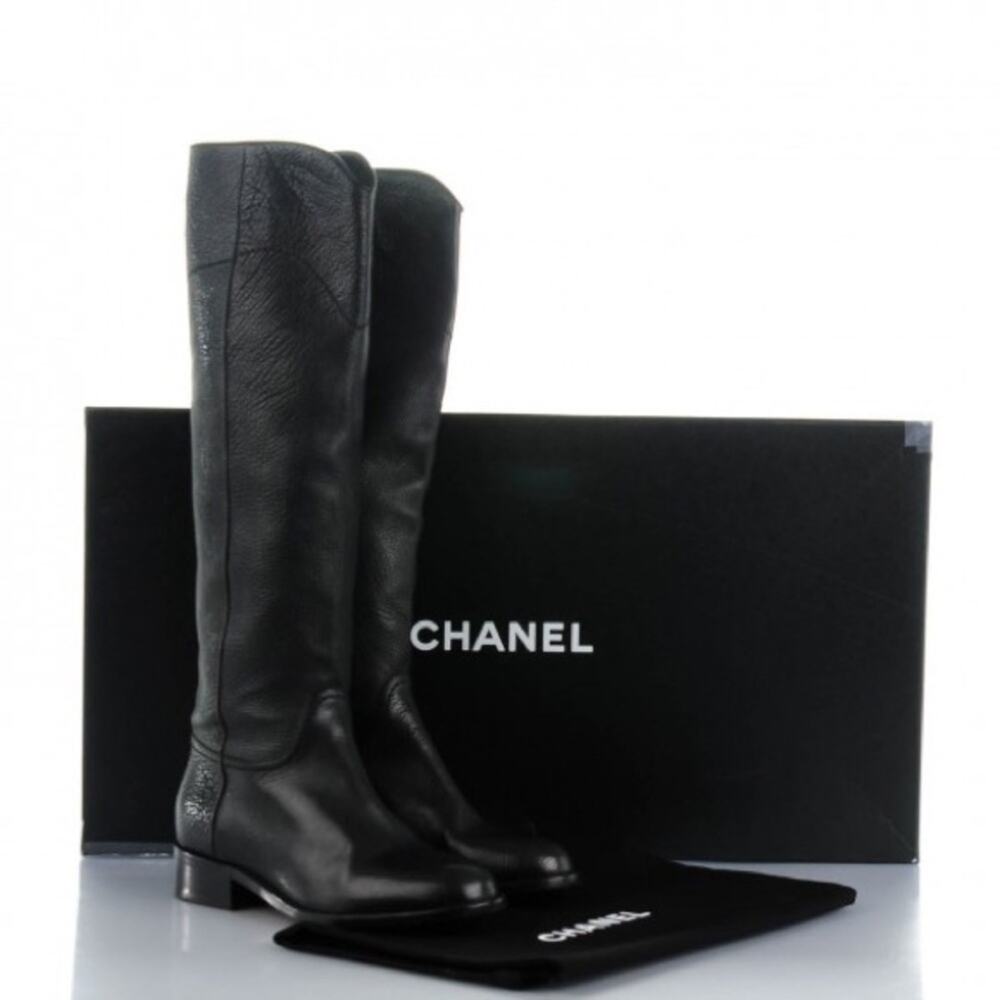 CHANEL 2014 interlocking CC logo riding tall boots equestrian 38.5 - Picture 16 of 16